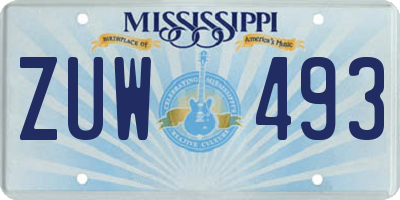 MS license plate ZUW493