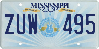 MS license plate ZUW495