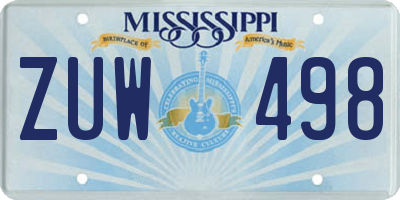 MS license plate ZUW498
