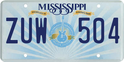 MS license plate ZUW504