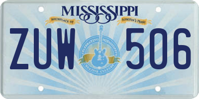 MS license plate ZUW506