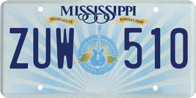 MS license plate ZUW510