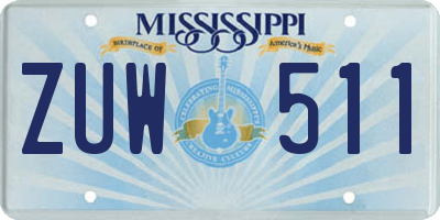 MS license plate ZUW511
