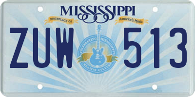 MS license plate ZUW513