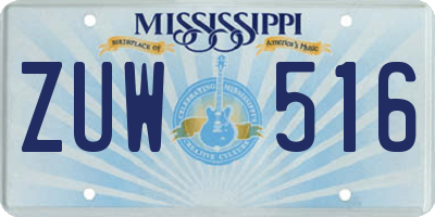 MS license plate ZUW516