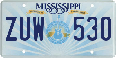 MS license plate ZUW530