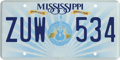 MS license plate ZUW534