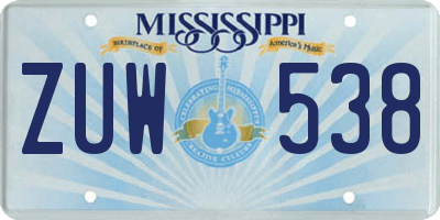 MS license plate ZUW538