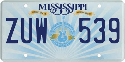 MS license plate ZUW539
