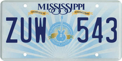 MS license plate ZUW543