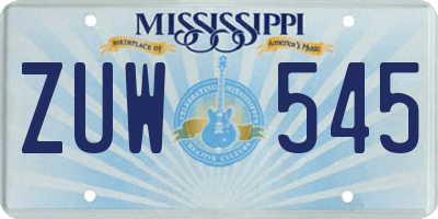 MS license plate ZUW545