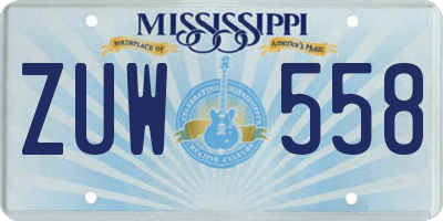 MS license plate ZUW558