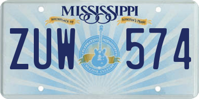 MS license plate ZUW574