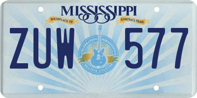MS license plate ZUW577