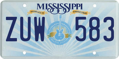 MS license plate ZUW583