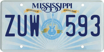 MS license plate ZUW593