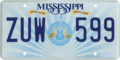MS license plate ZUW599