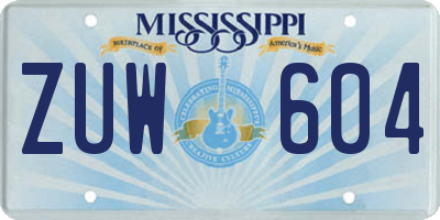 MS license plate ZUW604