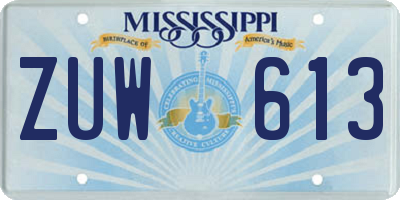 MS license plate ZUW613