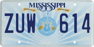 MS license plate ZUW614