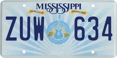 MS license plate ZUW634
