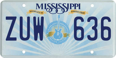MS license plate ZUW636