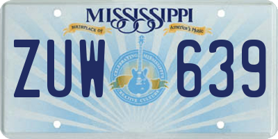 MS license plate ZUW639