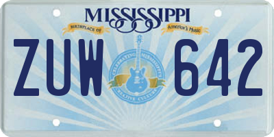 MS license plate ZUW642