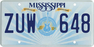 MS license plate ZUW648