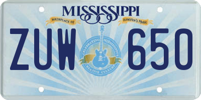 MS license plate ZUW650