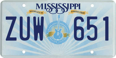MS license plate ZUW651