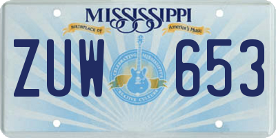 MS license plate ZUW653