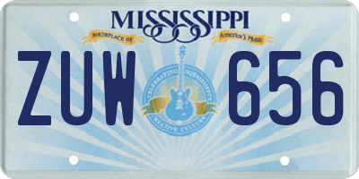 MS license plate ZUW656