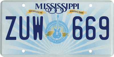 MS license plate ZUW669