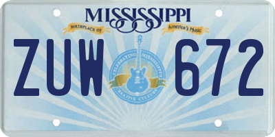 MS license plate ZUW672