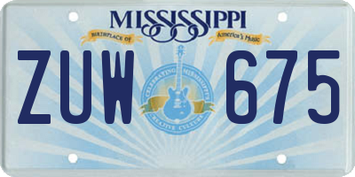 MS license plate ZUW675