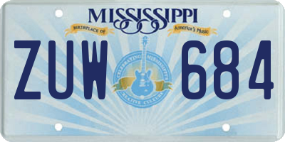 MS license plate ZUW684