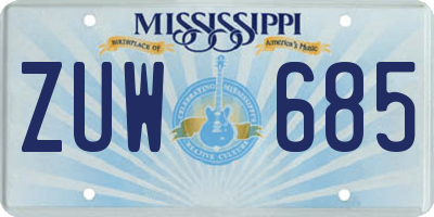 MS license plate ZUW685
