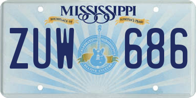 MS license plate ZUW686