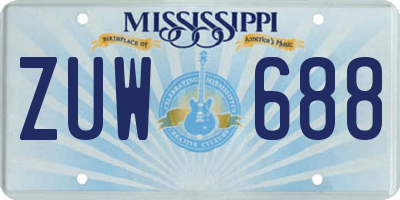 MS license plate ZUW688