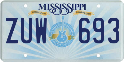 MS license plate ZUW693
