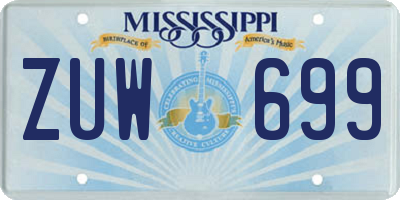 MS license plate ZUW699