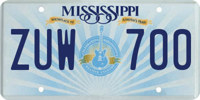 MS license plate ZUW700