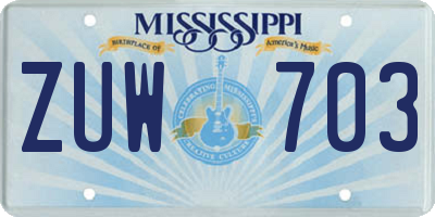 MS license plate ZUW703