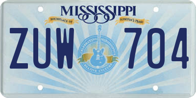 MS license plate ZUW704
