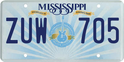 MS license plate ZUW705