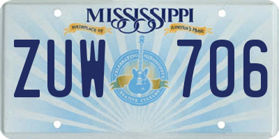 MS license plate ZUW706