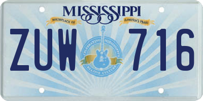 MS license plate ZUW716