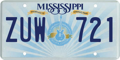 MS license plate ZUW721