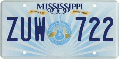 MS license plate ZUW722